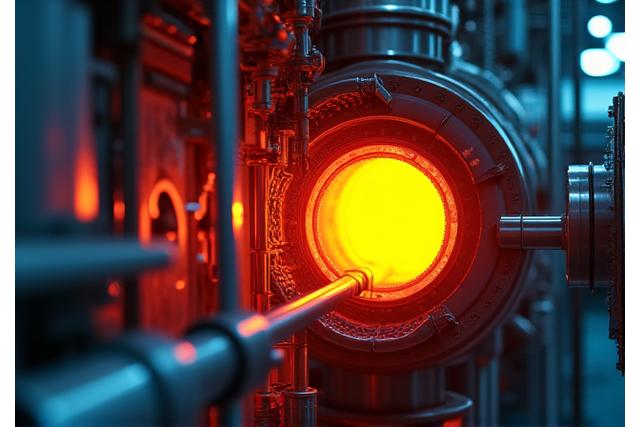 Four de verrerie moderne avec des indicateurs d'efficacité énergétique, en gros plan.