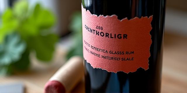 Bouteille de vin rouge avec étiquette artisanale